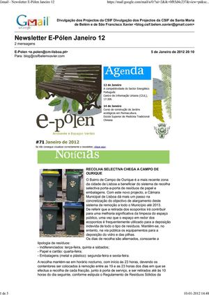 Newsletter E-Pólen Janeiro 12