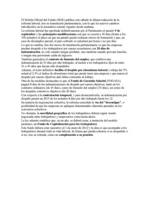 La ultima reforma laboral