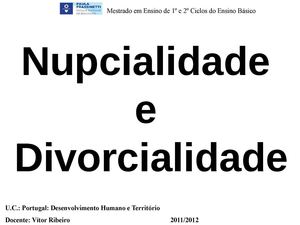 Nupcialidade e Divorcialidade