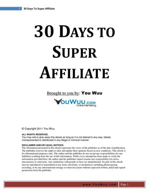 30 Days To Super Affiliate