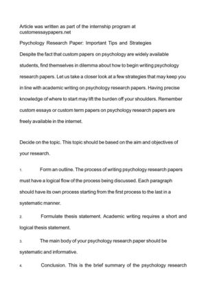 How to start a psychology paper your own