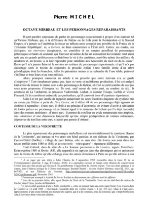 Pierre Michel, « Mirbeau et les personnages reparaissants »