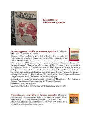 Ressources pour une éducation au commerce équitable