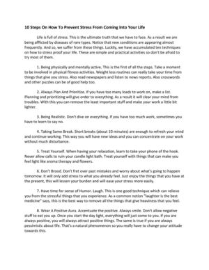 10 Steps On How To Prevent Stress From Coming Into Your Life