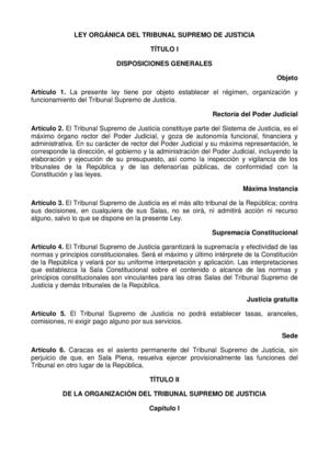 Ley Orgánica del Tribunal Supremo de Justicia (Gaceta Oficial RBV Nº 39.522 del 1º de octubre de 2010)