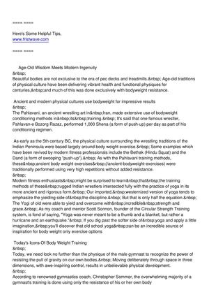 The Bodyweight Exercise Revolution