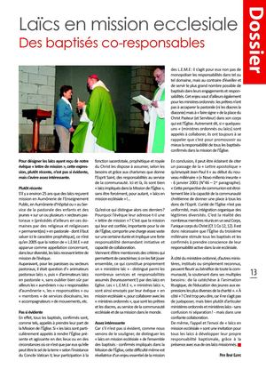 Dossier Laïcs en mission ecclésiale 