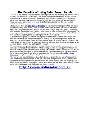 The Benefits of Using Solar Power Panels