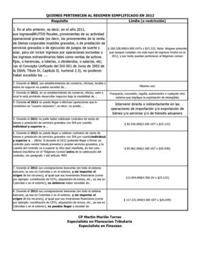 Régimen simplificado año 2012