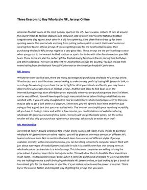 Three Reasons to Buy Wholesale NFL Jerseys Online