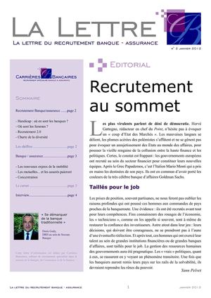 La lettre du recrutement Banque-Assurance #2 janvier 2012