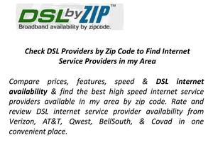 Dsl providers by zip code