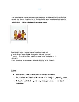 CUIDEMOS  NUESTRO CUERPO (Actividad de Proyecto)