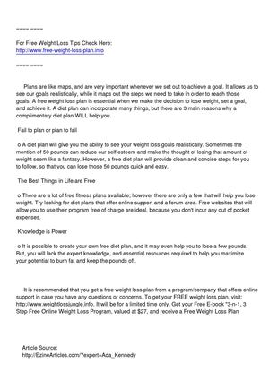 For loss weight plan diet free