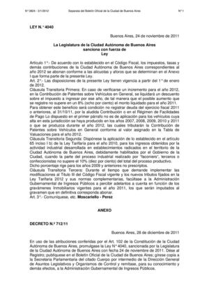 Ley Tarifaria Año 2012 Nro. 4040 de la Ciudad Autonoma de Buenos Aires (1)