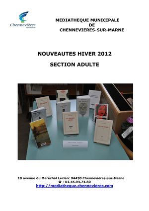 Nouveautés section adulte hiver 2012