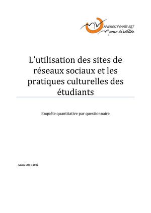 Enquête Réseaux sociaux et pratiques culturelles