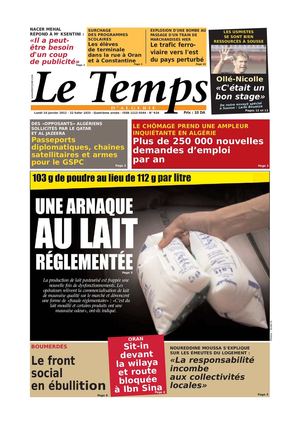 Le Temps d'Algérie Edition du Lundi 16 Janvier 2012