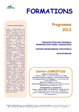 Plaquette formation 2012