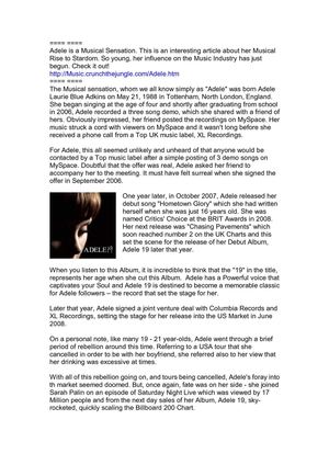 Adele's Musical Journey Has just Begun