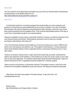 Virtual Beat Machine - What Makes a Good One