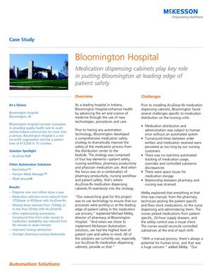 Medication dispensing cabinets play key role in putting Bloomington at leading edge of patient safety 