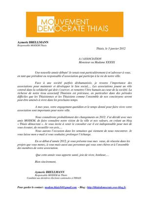 Aymeric BRELLMANN présente ses voeux aux responsables d'associations thiaisiennes