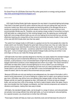 The Advantage of GU10 LED Bulbs