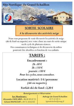 Programme pour les sorties scolaires