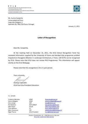 Letter of Recognition - University of Evora