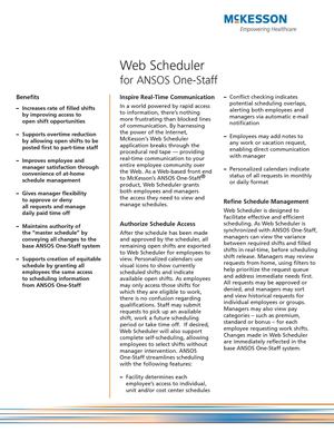 Web Scheduler for ANSOS One-Staff 