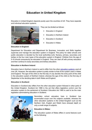 Education System in UK