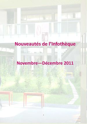 Sélection nouveautés Infothèque novembre-décembre 2011