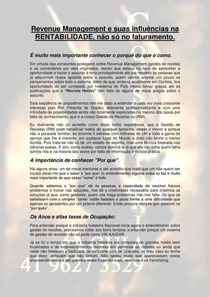 Revenue Management e Suas Influências na Rentabilidade.