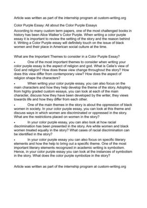 Реферат: Color Purple 2 Essay Research Paper