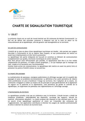 CHARTE DE SIGNALISATION TOURISTIQUE