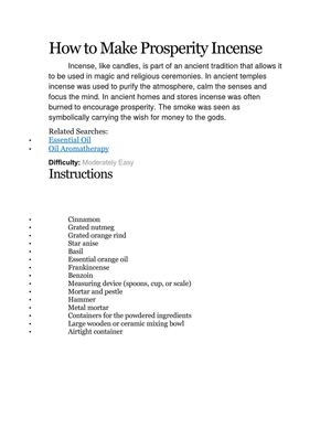 How to make Prosperity Incense