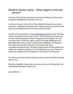 Backlink checker yahoo – What Happen to this free service?