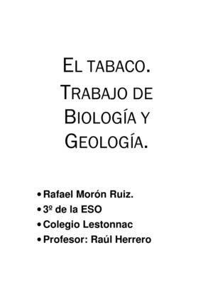 Trabajo de biología y Geología sobre el tabaco.