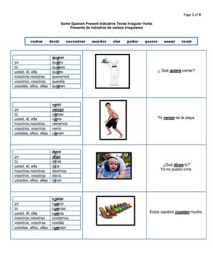 Some Spanish Present Indicative Tense Irregular Verbs