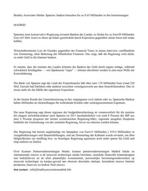 Bradley Associates Media: Spanien: banken brauchen bis zu $ 65 Milliarden in den bestimmungen