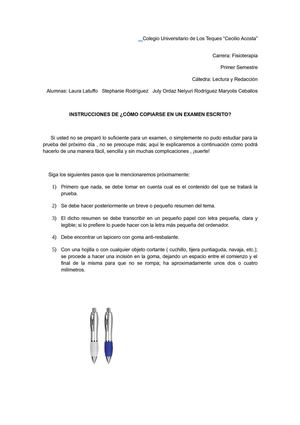 ¿COMO COPIARSE EN UN EXAMEN ESCRITO?