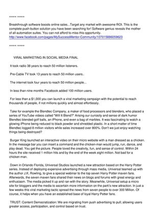 Viral Marketing in Social Media