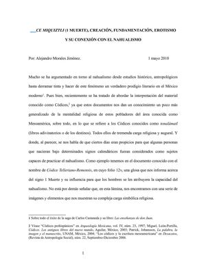 Uno Muerte y su relación con el nahualismo