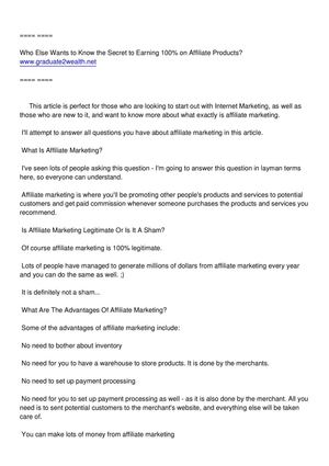 Affiliate Marketing on the Internet - Your Questions Answered