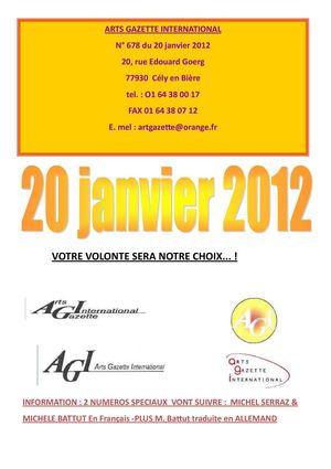 Arts Gazette International - N°678 du 20 Janvier 2012