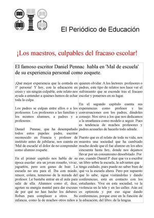 Mal de escuela- Daniel Pennac