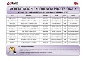Planificación Xornada Informativas Acreditación xaneiro febreiro 2012