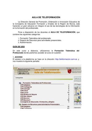 Manual de acceso a Teleformación.carm.es