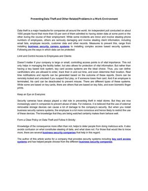 Preventing Data Theft and Other Related Problems in a Work Environment